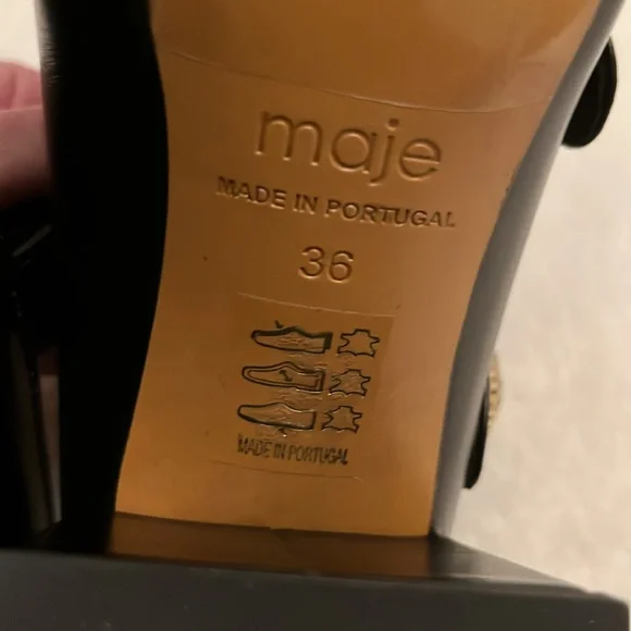Maje Black Mary Jane Block Heel Shoes size 6 NWT - Picture 11 of 14
